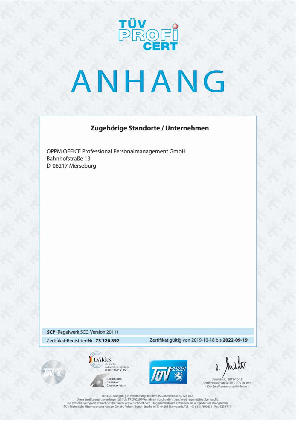 SCP Zertifikat Anhand Deutsch