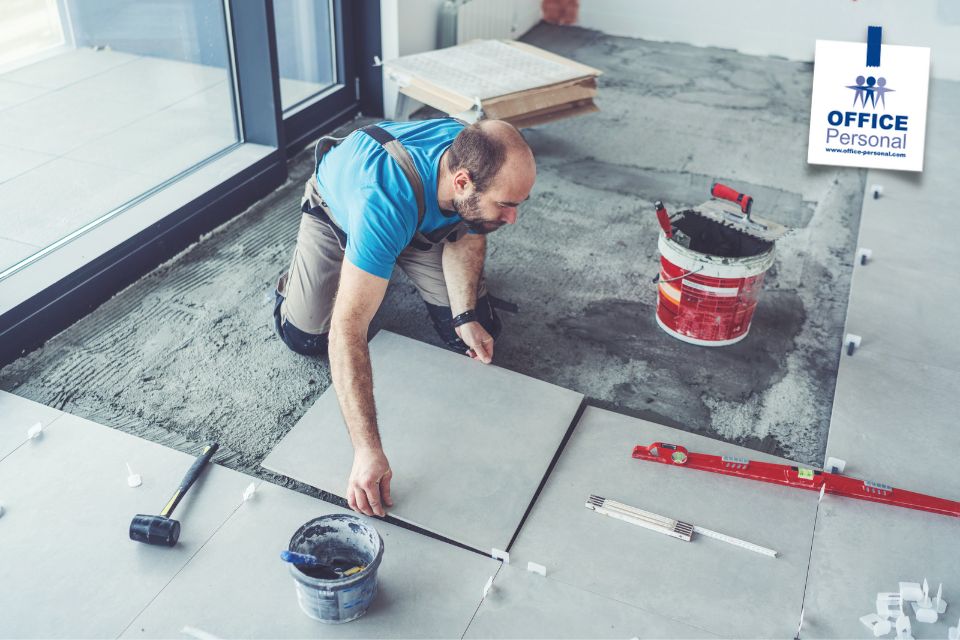 Fliesenleger, Bodenfliesen, Handwerker